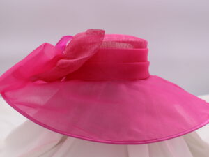 Pink, Silk and Sinamay Large Brim Hat