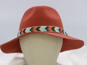 Boho Wool Felt Hat with Aztec Ribbon