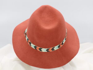 Boho Wool Felt Hat with Aztec Ribbon