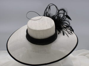 White and Black Sinamay Hat