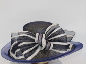 Black, Blue and White Sinamay Hat