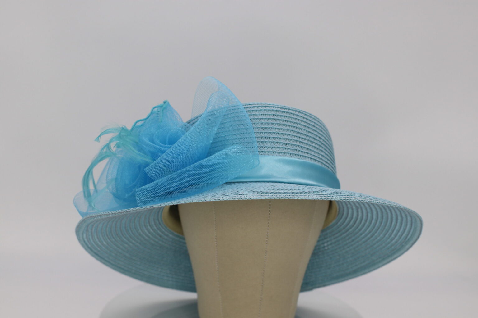 Light Blue Straw Hat - Hat Rack